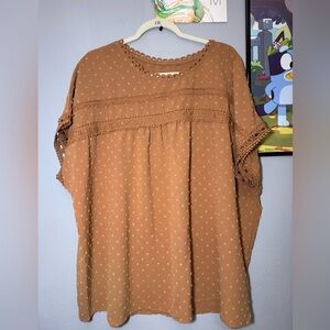 IMPRESSIONS FEELING ETHEREAL TOP IN BROWN SIZE 3X RAYON-POLYESTER
